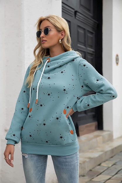 Kapoohott Womens Hoodies Long Sleeve High Necked Printed Hoodies Casual Comply Pullover Sweatshirts with Pockets Apparel & Accessories > Clothing > Activewear Kylie Max   