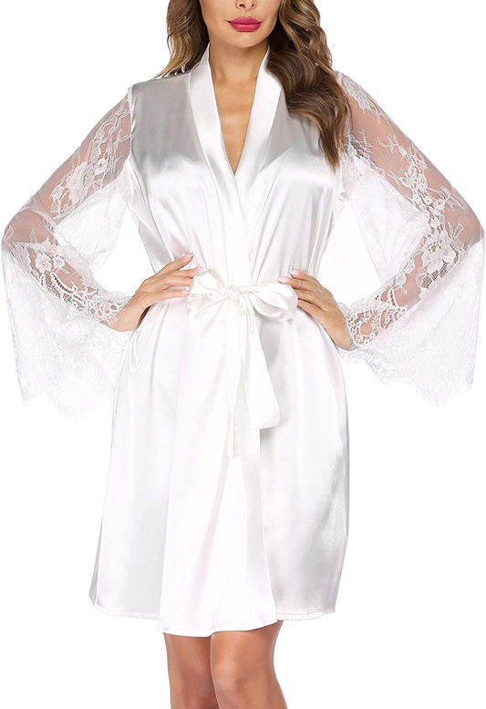 Avidlove Women'S Satin Kimono Robe for Bridesmaid and Bride Wedding Party Getting Ready Short Robe Apparel & Accessories > Clothing > Sleepwear & Loungewear > Robes Kylie Max   