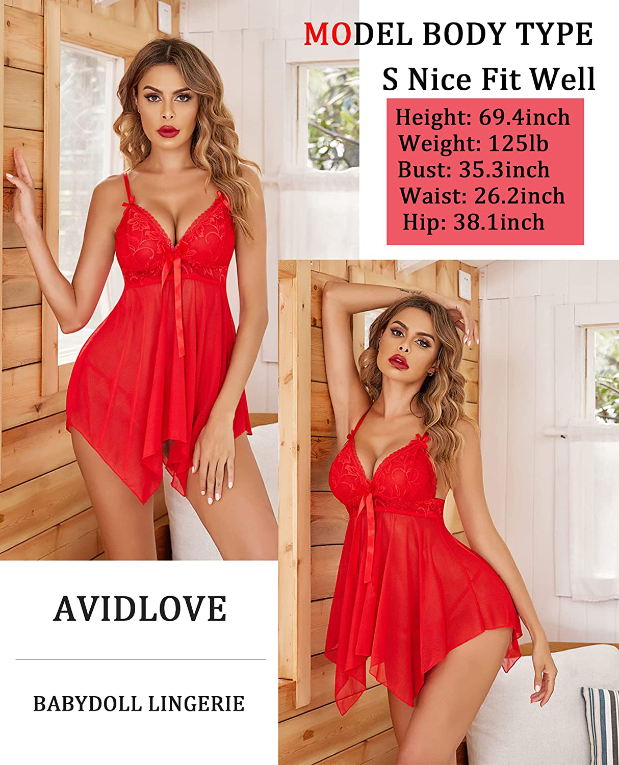 Avidlove Women Sexy Lingerie Lace Babydoll Nightdress Mesh Chemise V Neck Sleepwear Apparel & Accessories > Clothing > Underwear & Socks > Lingerie Kylie Max   