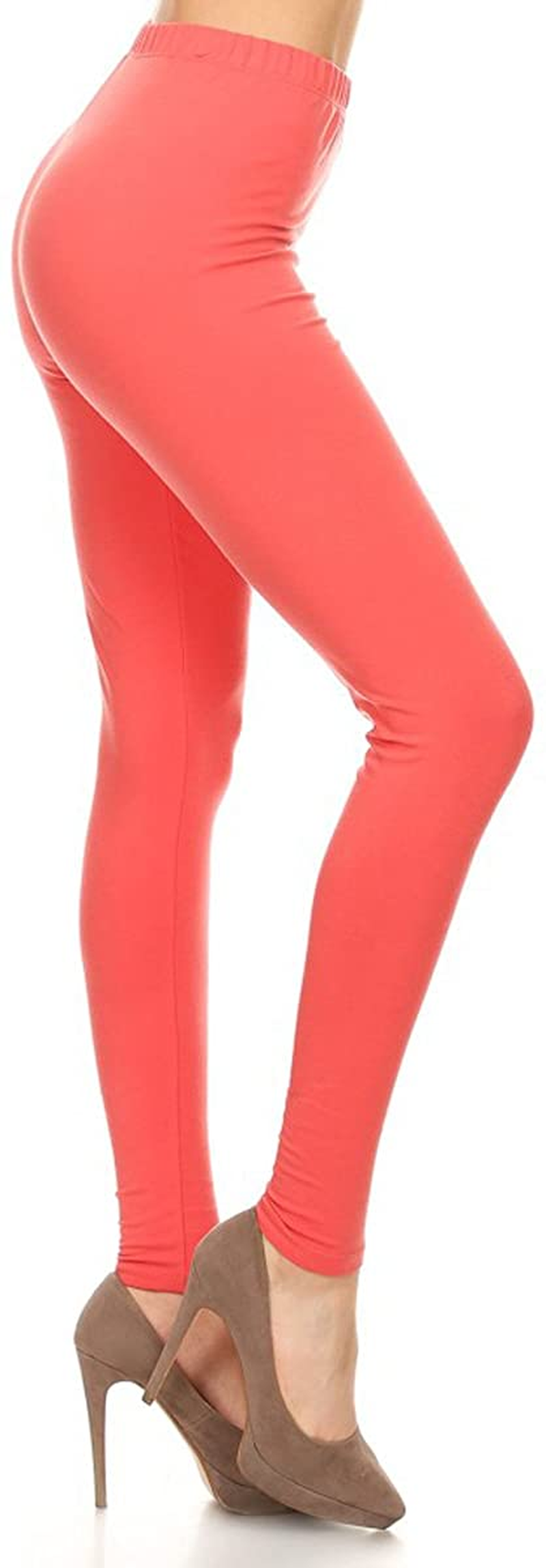 Leggings Depot Cotton Women'S Premium Quality Ultra Soft Solid Leggings Apparel & Accessories > Clothing > Underwear & Socks > Shapewear LEGGINGS DEPOT Cotton-coral 3X 