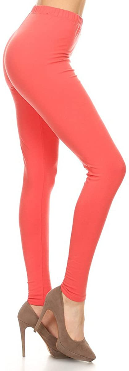 Leggings Depot Cotton Women'S Premium Quality Ultra Soft Solid Leggings Apparel & Accessories > Clothing > Underwear & Socks > Shapewear LEGGINGS DEPOT Cotton-coral 3X 
