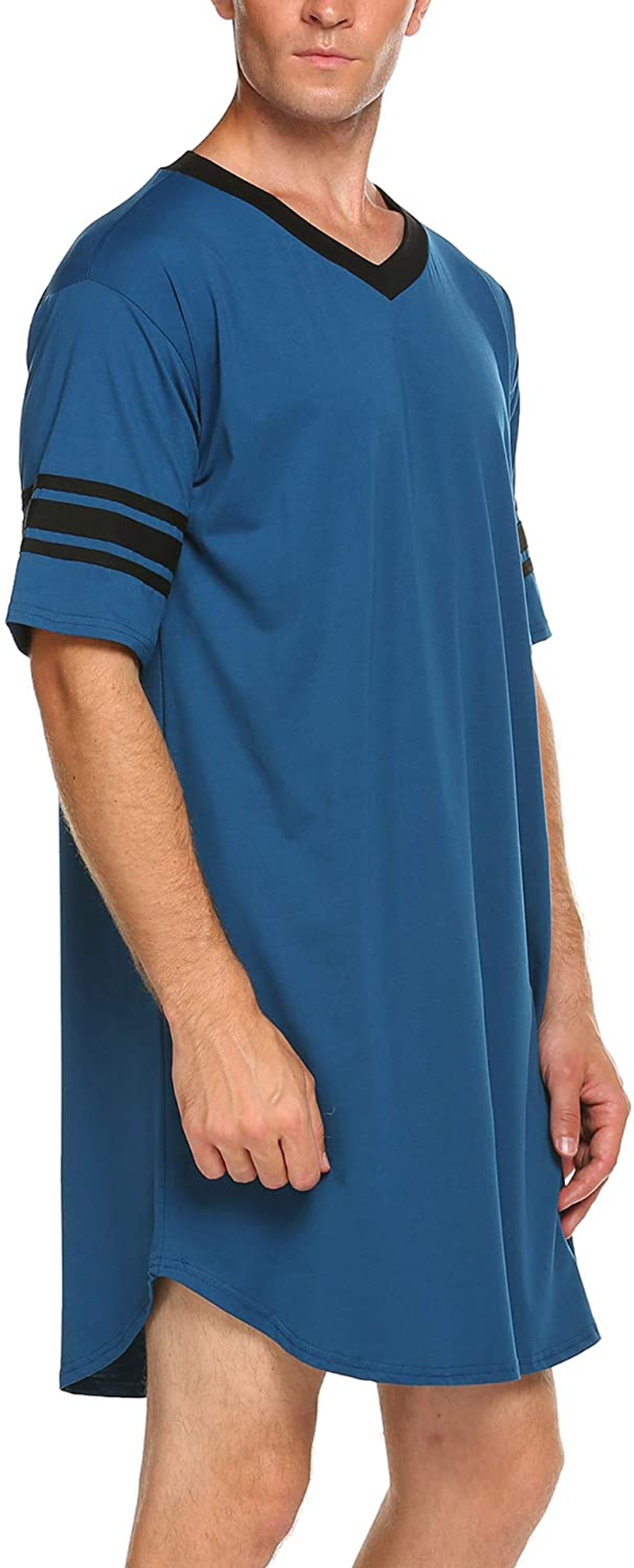 Ekouaer Men'S Nightshirt, Cotton Nightwear Comfy Big&Tall V Neck Short Sleeve Soft Loose Pajama Sleep Shirt Apparel & Accessories > Clothing > Sleepwear & Loungewear > Nightgowns Kylie Max   
