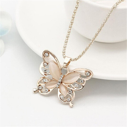Sollarisy Butterfly Necklace Hollow Opal Chain Necklace Sweater Chain Women Necklace Alloy Necklace Dating Pendant Gifts for Women and Girls Arts & Entertainment > Party & Celebration > Gift Giving Generic   