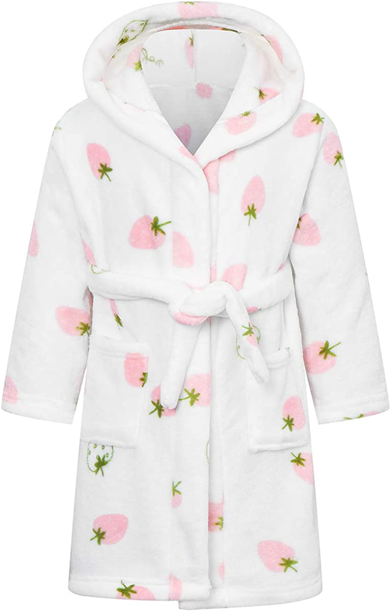 Betusline Girls Bathrobe Soft Fleece Hooded Robe, 12 Months - 18 Years Apparel & Accessories > Clothing > Sleepwear & Loungewear > Robes Kylie Max   