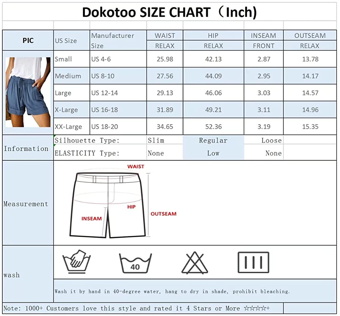 Dokotoo Womens Comfy Drawstring Casual Elastic Waist Pocketed Shorts Apparel & Accessories > Clothing > Shorts Kylie Max   