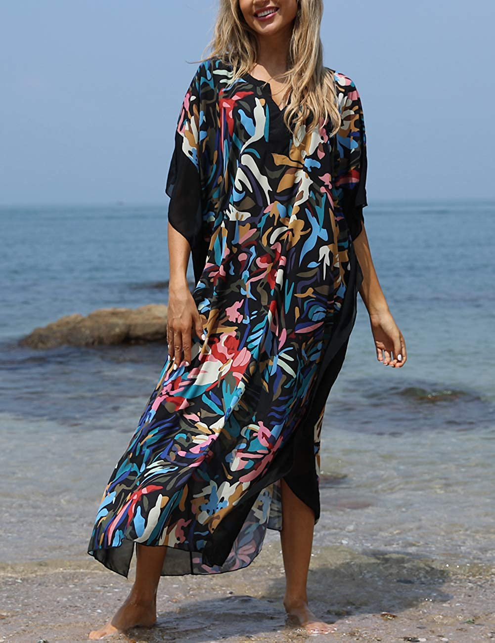 Bsubseach Women Beachwear Turkish Kaftans Long Swimsuit Cover up Caftan Beach Dress Apparel & Accessories > Clothing > Swimwear Kylie Max   