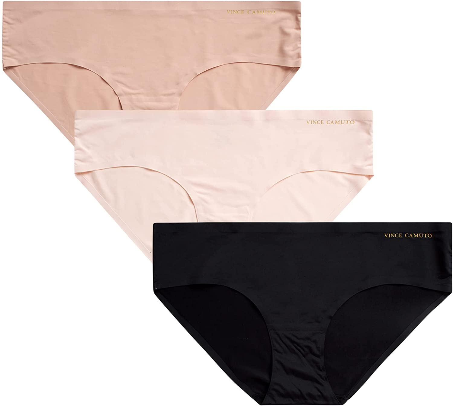 Vince Camuto Women'S No Show Microfiber Hipster Panty Underwear Multi-Pack Apparel & Accessories > Clothing > Underwear & Socks > Underwear Vince Camuto Ballet/Tan/Black X-Large 