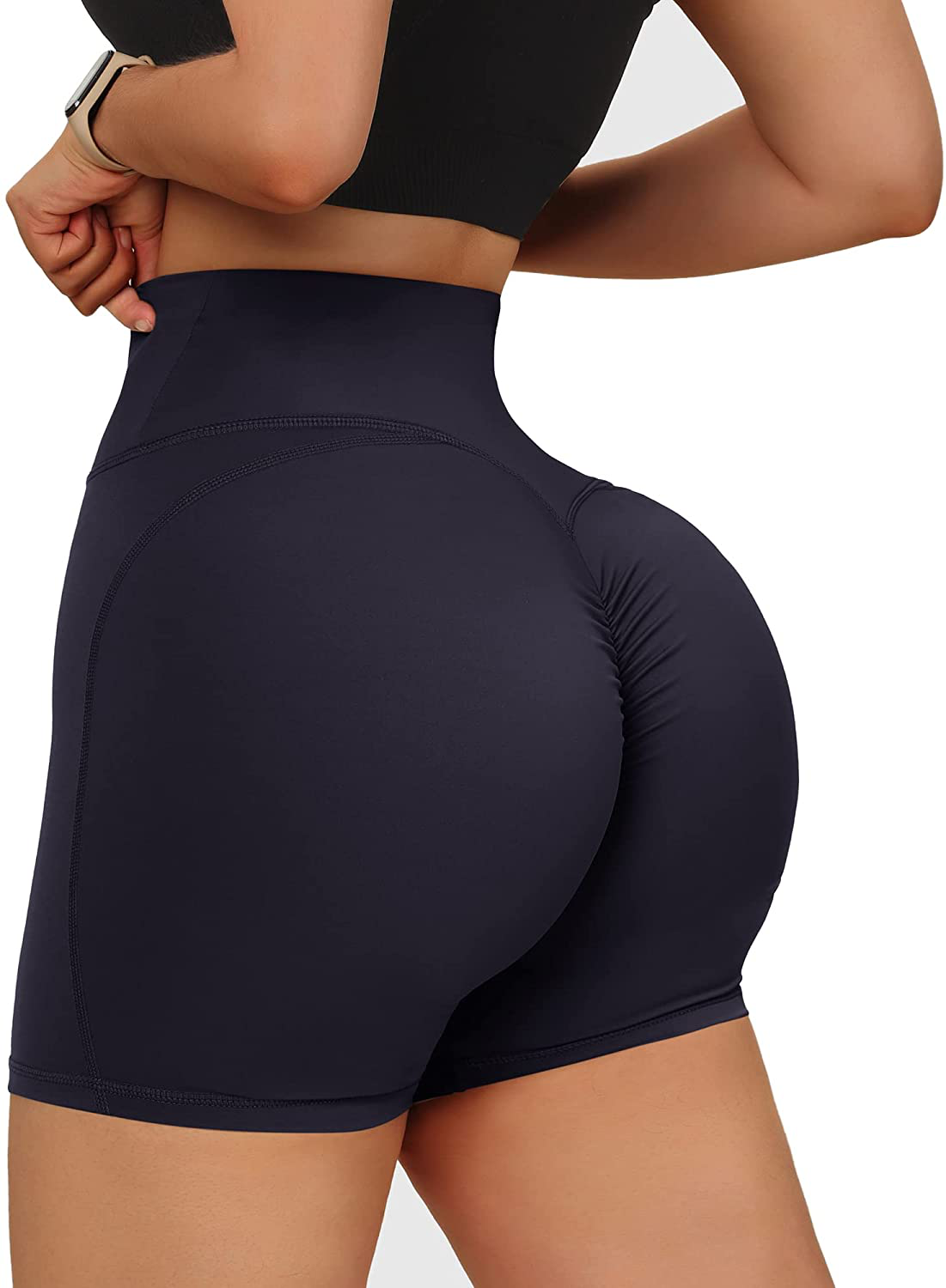 MOOSLOVER Women V Cross Waist Workout Shorts Butt Lifting High Waisted Biker Shorts Apparel & Accessories > Clothing > Shorts Kylie Max   