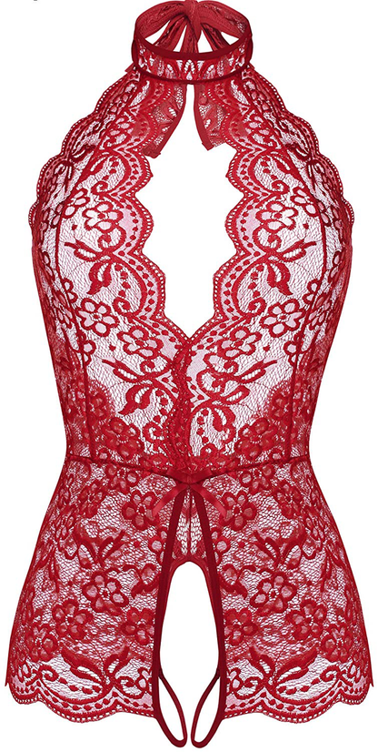 LOLLO VITA Women Lingerie Lace Bodysuit One Piece Babydoll Teddy Chemise Sleepwear Apparel & Accessories > Clothing > Underwear & Socks > Lingerie LOLLO VITA Wine Red Small 