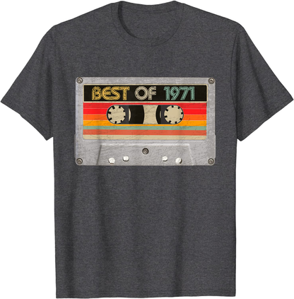 Best Of 1971 50th Birthday Gifts Cassette Tape Vintage T-Shirt Arts & Entertainment > Party & Celebration > Gift Giving BORN Dark Heather Men Large