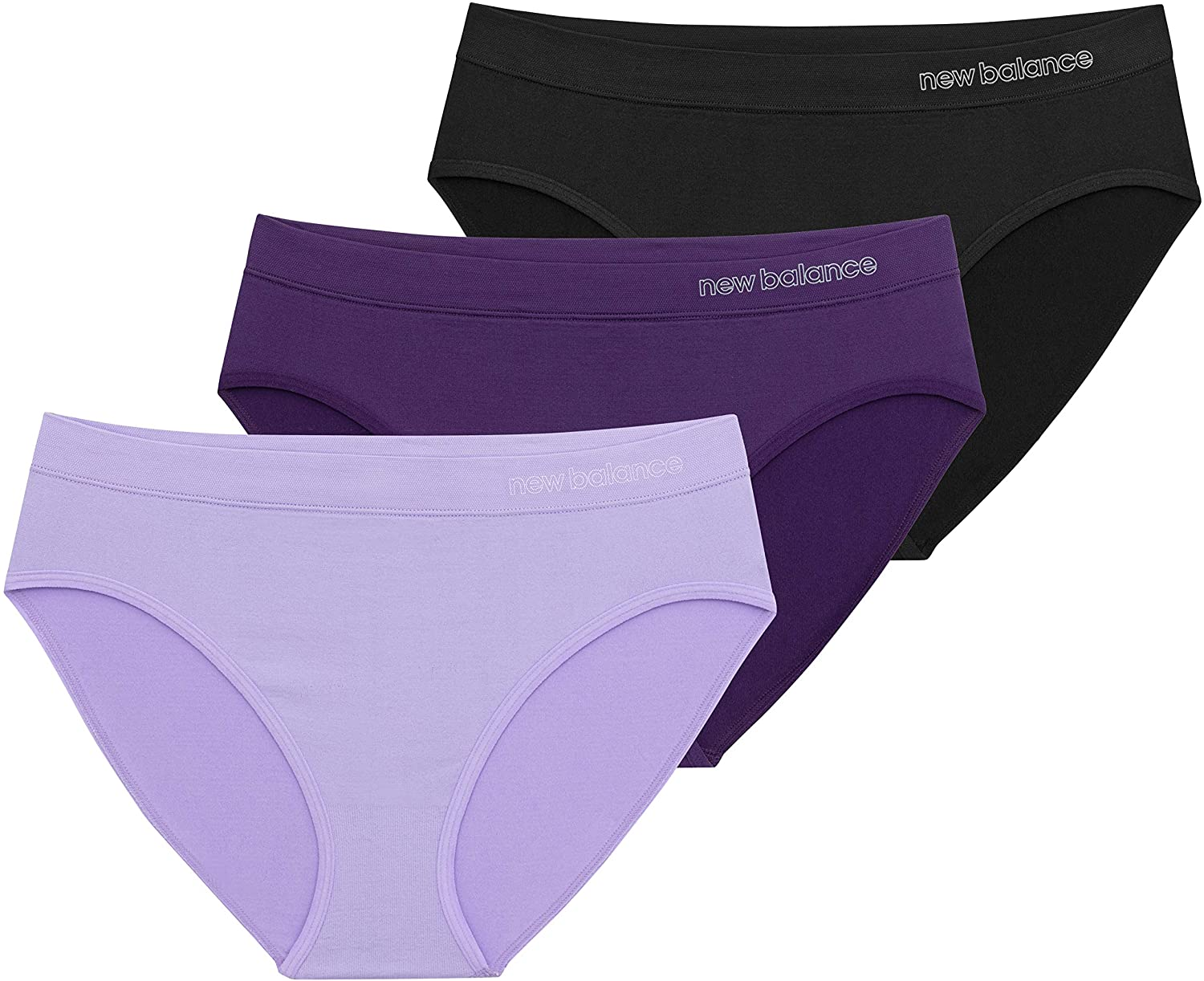 New Balance Women'S Ultra Comfort Performance Seamless Hipsters, 3-Pack of Underwear Apparel & Accessories > Clothing > Underwear & Socks > Underwear New Balance Violet Tulip/Crown Jewel/Black Large 
