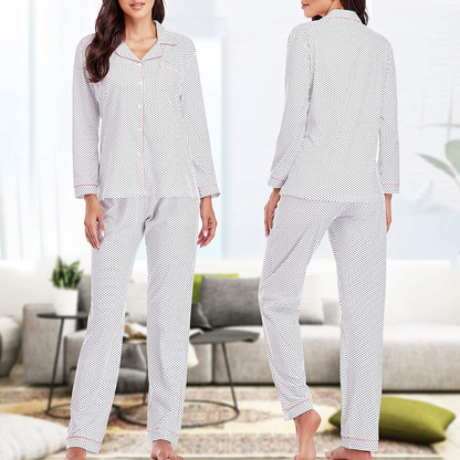 Eiggam Pajamas for Women Lounge Cotton Sleepwear Comfy Soft Long Button Down Pjs Set Pajamas Set Apparel & Accessories > Clothing > Sleepwear & Loungewear > Pajamas Eiggam   