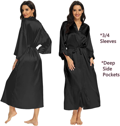 Women'S Long Silk Robes Lightweight Long Satin Robes Full Length Sleepwear Dressing Gown Apparel & Accessories > Clothing > Sleepwear & Loungewear > Robes MizzGenio   