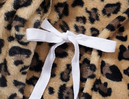 Leopard Cat Robe for Girls Fleece Toddler Kids Teen Hooded Bathrobe Size 4T - 18 Apparel & Accessories > Clothing > Sleepwear & Loungewear > Robes Kylie Max   