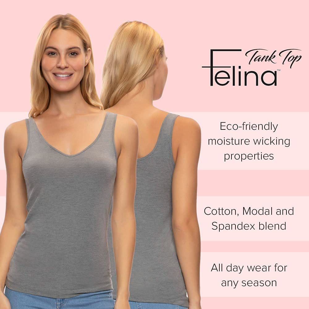 Felina Reversible Cotton Women’S Tank Top | 4-Pack Apparel & Accessories > Clothing > Activewear Kylie Max   