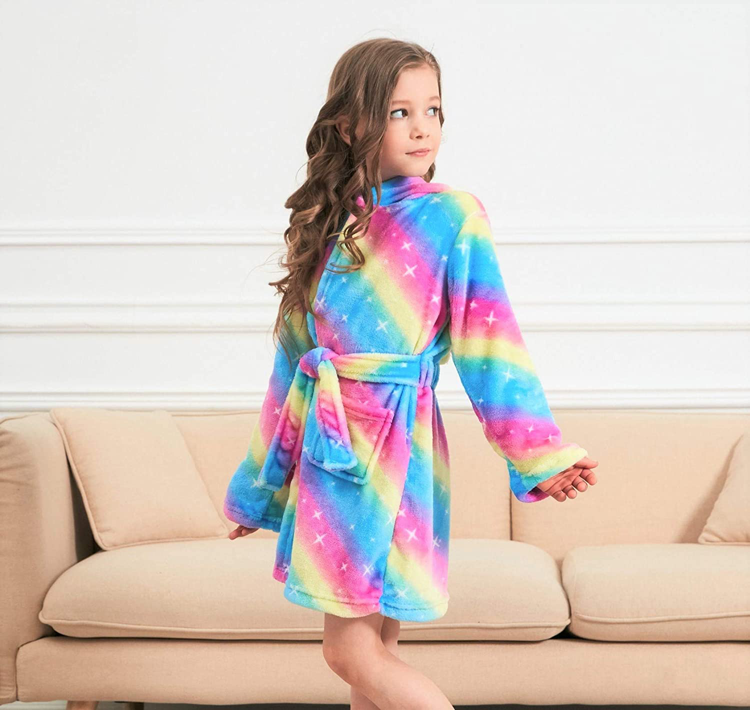 Doctor Unicorn Soft Unicorn Hooded Galaxy Bathrobe - Unicorn Gifts for Girls Apparel & Accessories > Clothing > Sleepwear & Loungewear > Robes Kylie Max   