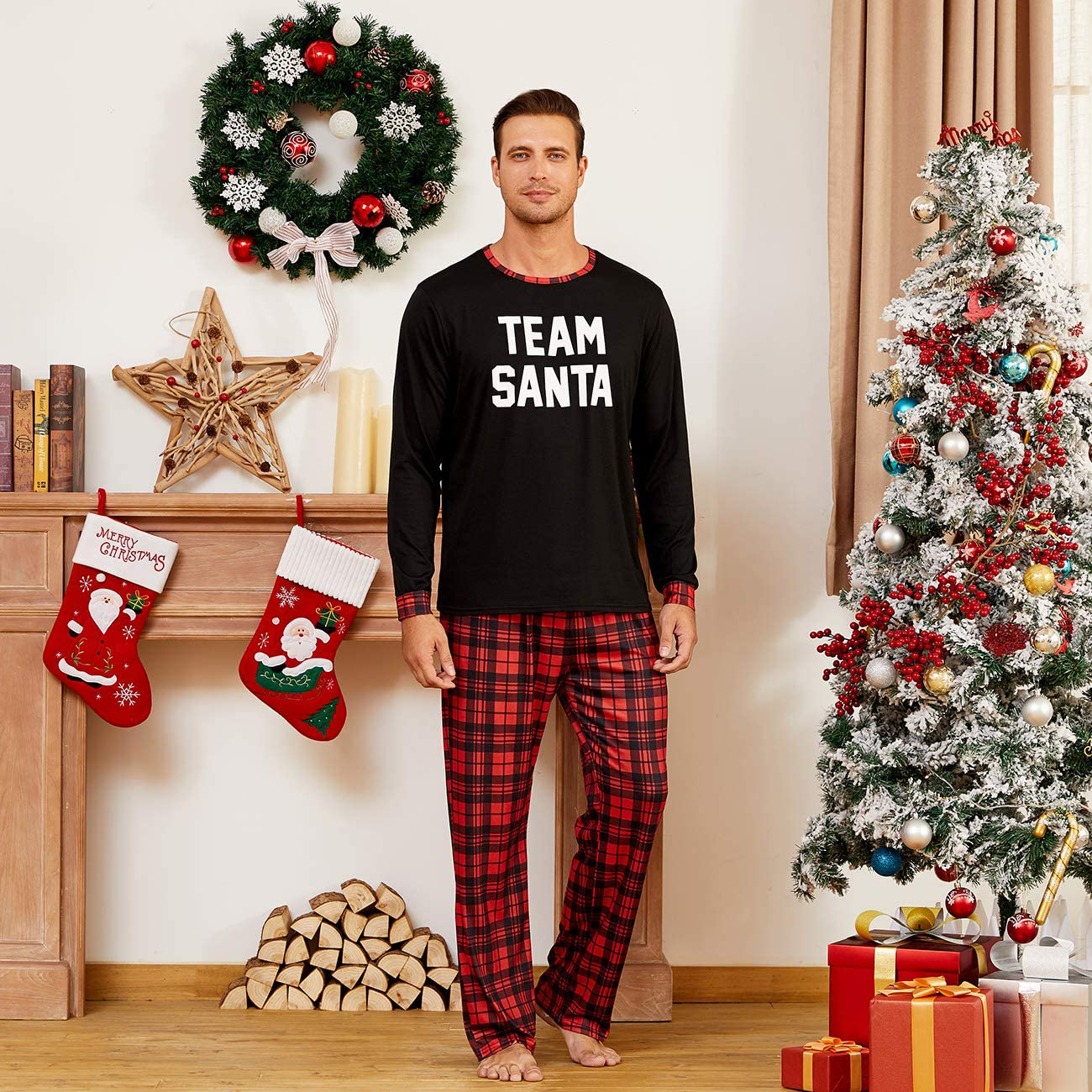 IFFEI Matching Family Pajamas Sets Christmas Pj'S with Deer Long Sleeve Tee and Plaid Pants Loungewear Apparel & Accessories > Clothing > Sleepwear & Loungewear > Pajamas Kylie Max   