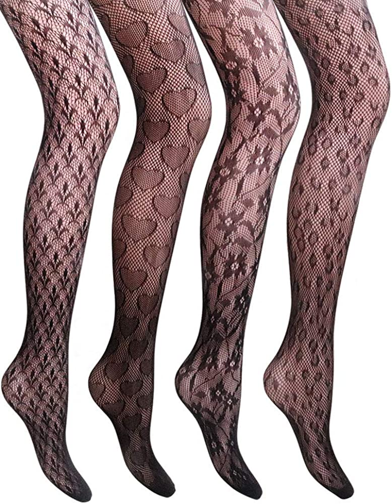 VERO MONTE Women Patterned Fishnets Tights Small Hole Thigh High Sexy Stockings Apparel & Accessories > Clothing > Underwear & Socks > Shapewear VERO MONTE Modern & Classic Combined, Black, 4 Pairs 4 Styles ( Height: 5'5" - 5'11" / Weight: 100-180lbs ) 