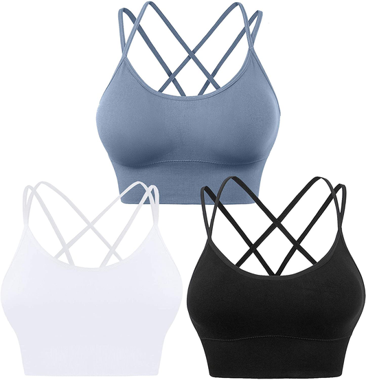 Evercute Cross Back Sport Bras Padded Strappy Criss Cross Cropped Bras for Yoga Workout Fitness Low Impact Apparel & Accessories > Clothing > Underwear & Socks > Bras Kylie Max   