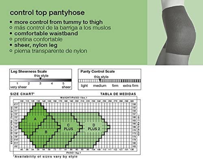 No Nonsense Women'S Control Top Pantyhose Apparel & Accessories > Clothing > Underwear & Socks > Shapewear KYLIE MAX   
