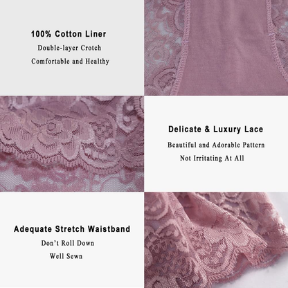 KYY Women'S Lace Underwear High Waist Sexy Panties Full Coverage Briefs 4 Pack Apparel & Accessories > Clothing > Underwear & Socks > Underwear KYY   