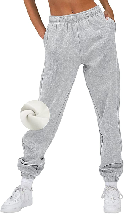 AUTOMET Women’S Winter Baggy Fleece Sweatpants High Waisted Joggers Pants Athletic Lounge Leggings with Pockets Apparel & Accessories > Clothing > Activewear Kylie Max   