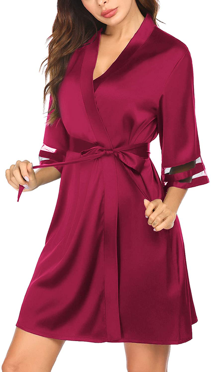 Ekouaer Womens Satin Robe Lightweight Kimono Bathrobe 3/4 Bell Sleeve Bridesmaid Bride Party Robes S-XXL Apparel & Accessories > Clothing > Sleepwear & Loungewear > Robes Ekouaer   