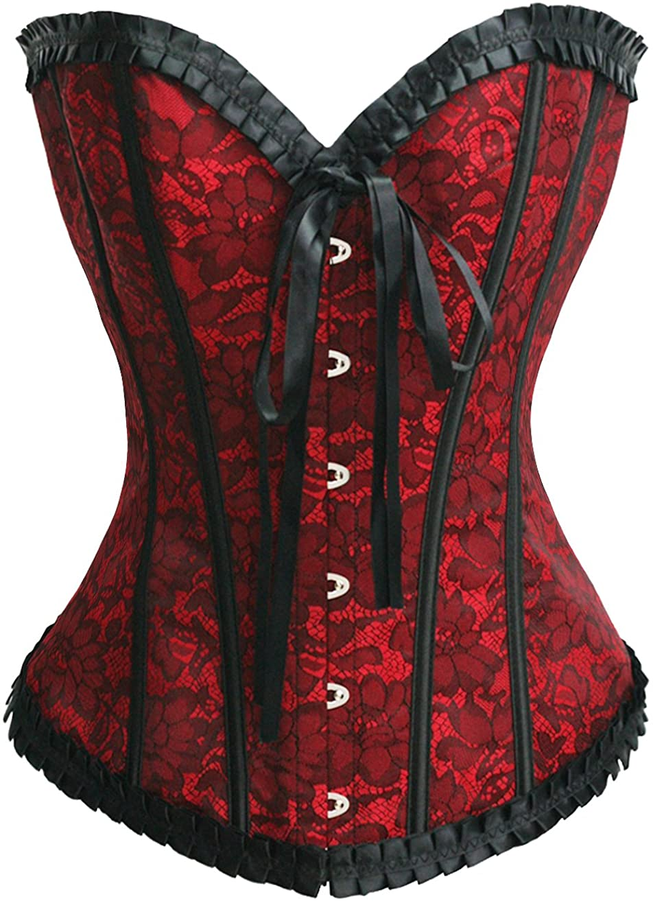 Bslingerie Womens Waist Cincher Bustier Boned Corset Apparel & Accessories > Clothing > Underwear & Socks > Lingerie Bslingerie Red Buckle Large 