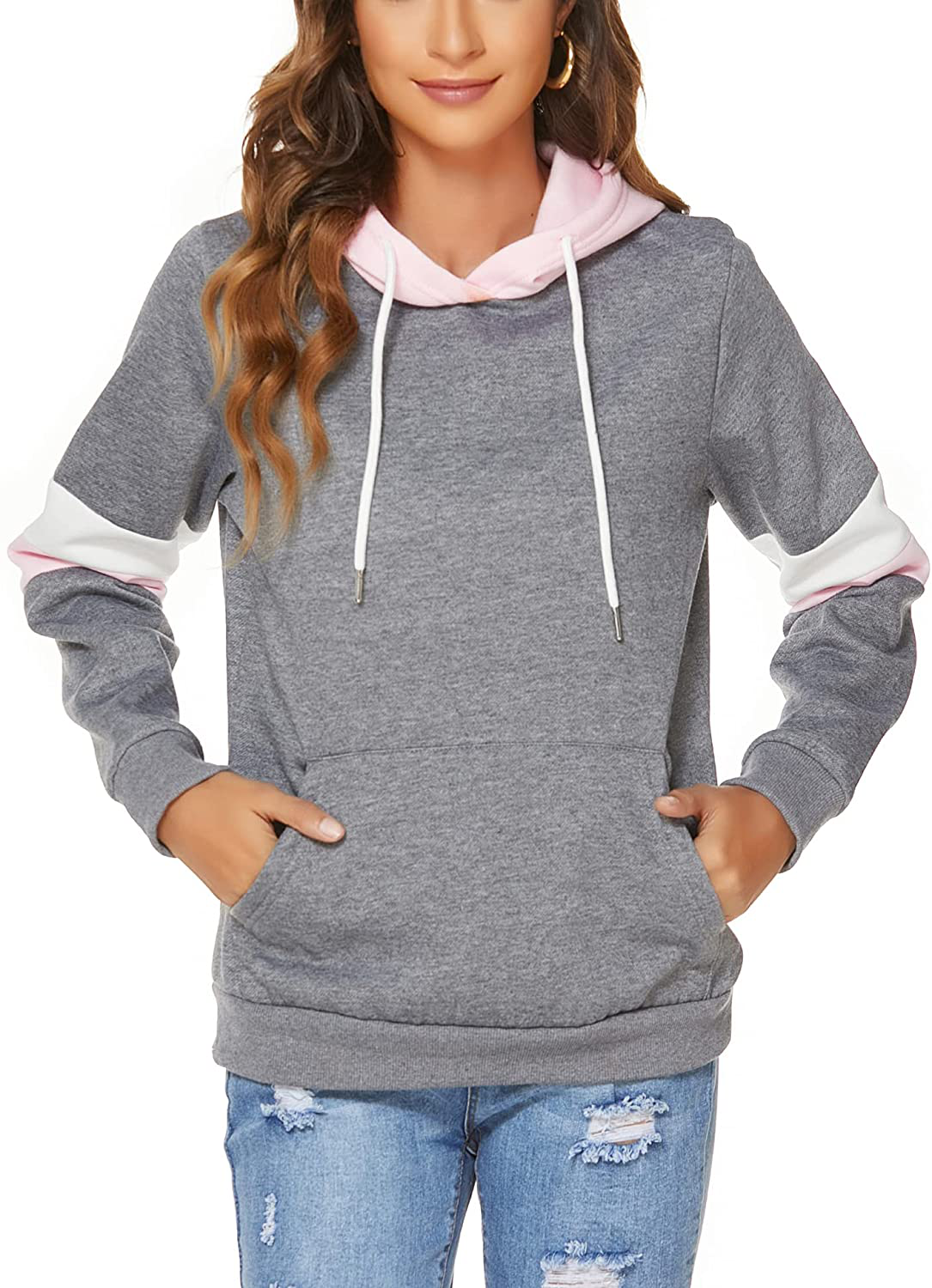 FINWANLO Hoodies for Women Casual Long Sleeve Tops Fleece Pullover Hooded Sweatshirts Jacket with Pockets Apparel & Accessories > Clothing > Activewear Kylie Max   