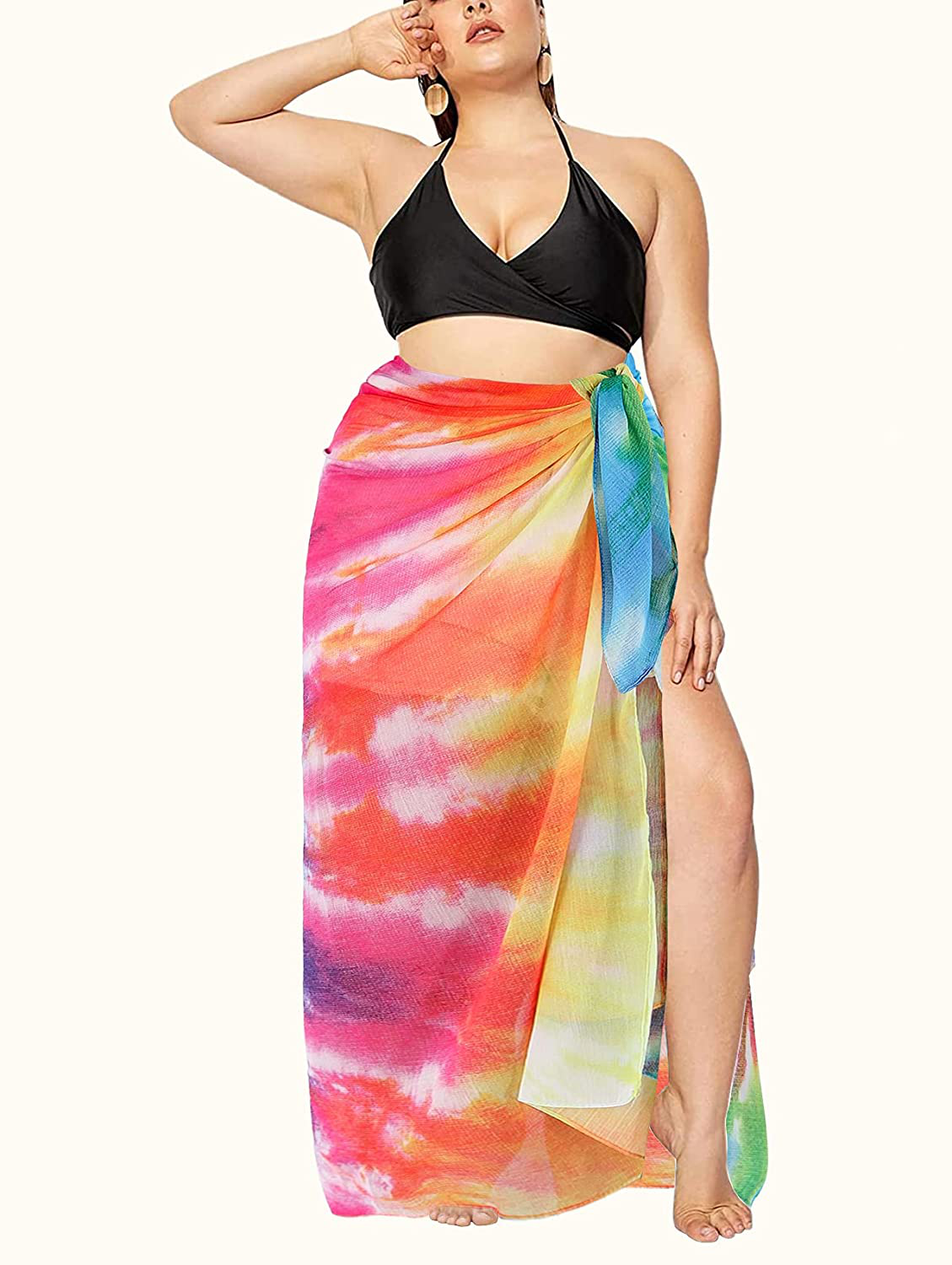 Missshorthair Womens Chiffon Beach Pareos Sarong Sheer Swimsuit Cover Ups Swimwear Bikini Wrap Apparel & Accessories > Clothing > Swimwear Kylie Max   