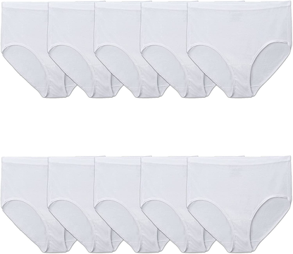 Fruit of the Loom Women'S Eversoft Cotton Brief Underwear (Regular & plus Size) Apparel & Accessories > Clothing > Underwear & Socks > Underwear Fruit of the Loom Plus Size Brief - 10 Pack - White Plus Size 10