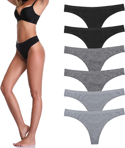 Imakokoni Seamless Thongs for Women No Show 6 Pack Women's Nylon Spandex Thong Underwear Apparel & Accessories > Clothing > Underwear & Socks > Underwear imakokoni Multi-f X-Large 