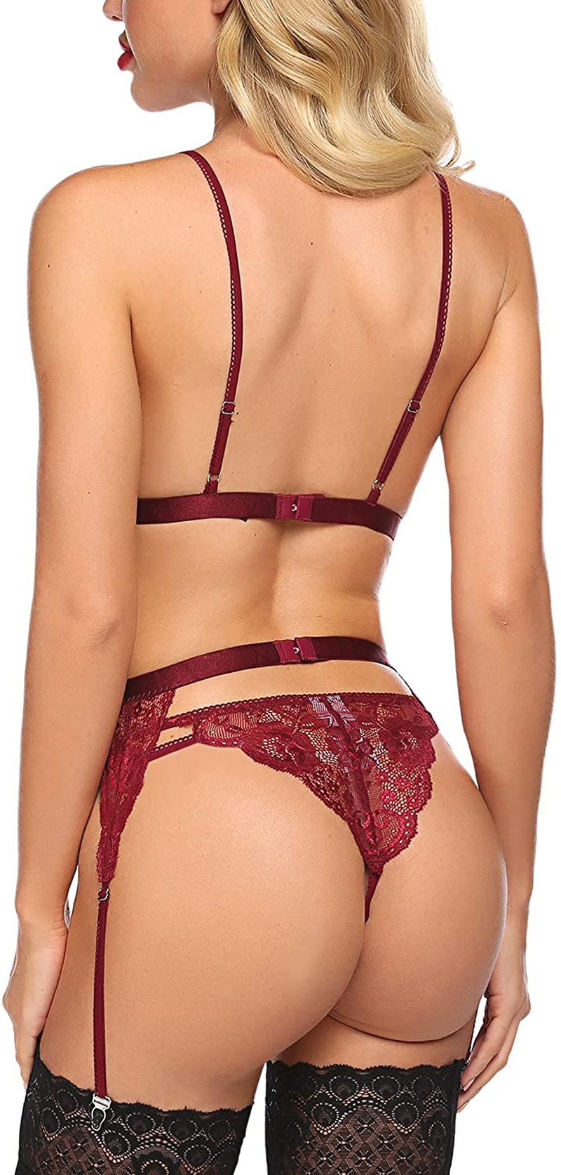 Avidlove Women Lingerie Set Lace Teddy Strap Babydoll Bodysuit with Garter Belts Apparel & Accessories > Clothing > Underwear & Socks > Lingerie Avidlove   