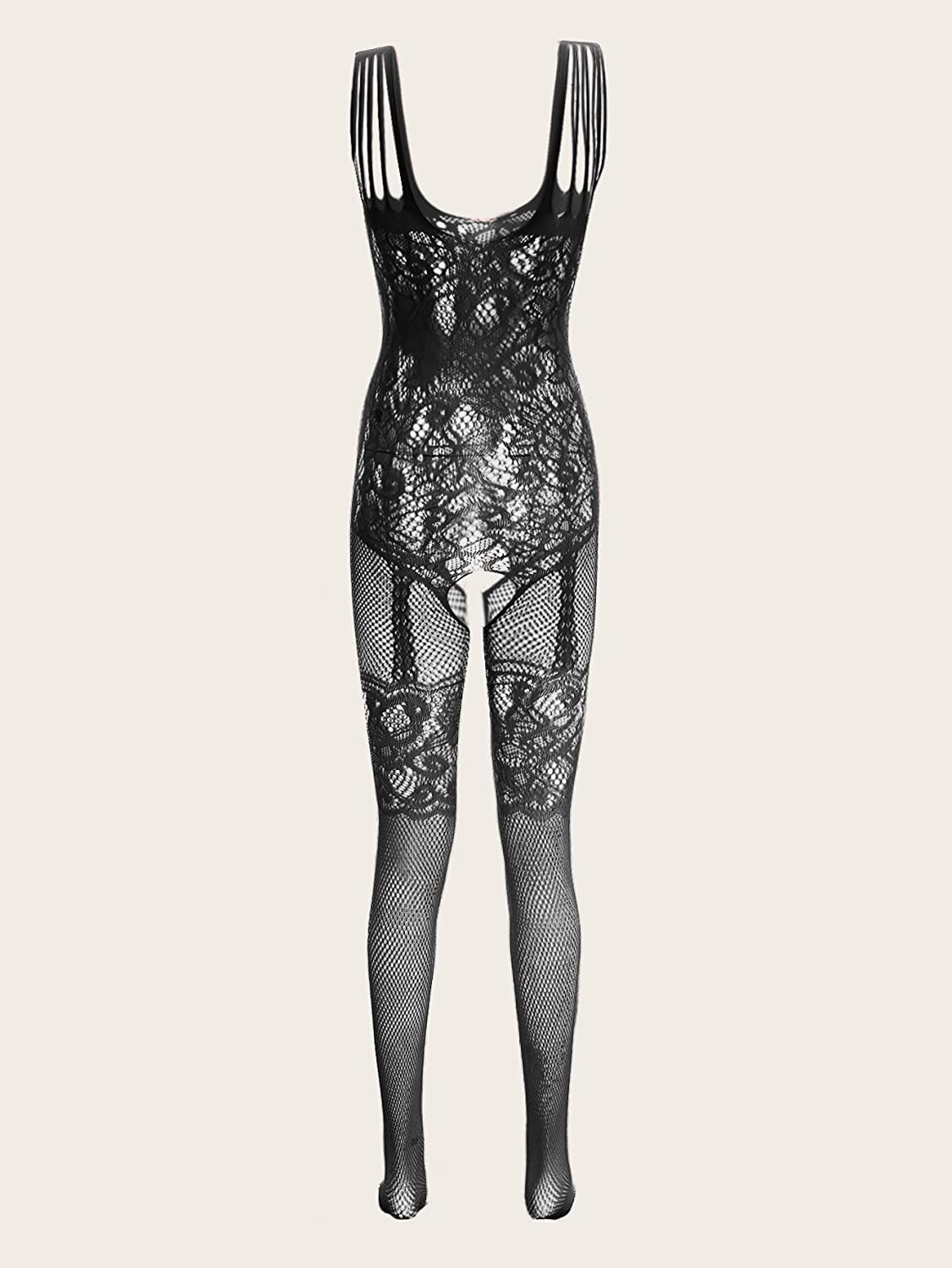 Shein Women'S Spaghetti Strap Lace Stockings Sexy Lingerie Bodysuit Babydoll Apparel & Accessories > Clothing > Underwear & Socks > Lingerie Kylie Max   