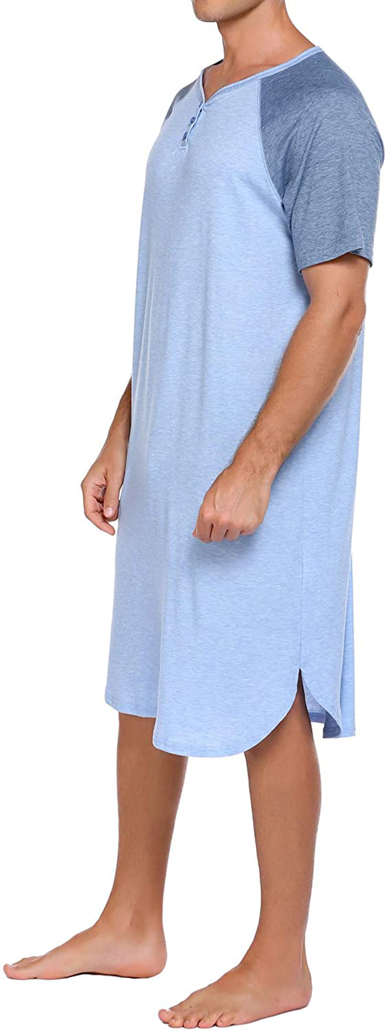 Ekouaer Sleepwear Men'S Nightshirt Short Sleeve Pajamas Comfy Big & Tall Henley Sleep Shirt M-XXXL Apparel & Accessories > Clothing > Sleepwear & Loungewear > Nightgowns Kylie Max   