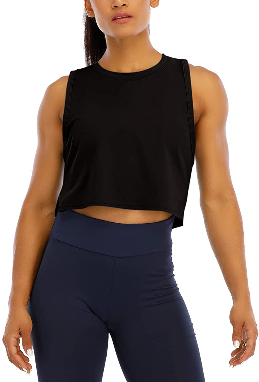 HIOINIEIY Womens Crop Tops Workout Tops Loose Sleeveless Cropped Muscle Open Side Shirts Gym Exercise Yoga Shirts Apparel & Accessories > Clothing > Activewear Kylie Max   