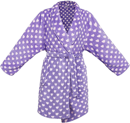 Kids Girls Boys Soft Plush Cover up with Long Sleeve Two Pockets Apparel & Accessories > Clothing > Sleepwear & Loungewear > Robes Kylie Max   