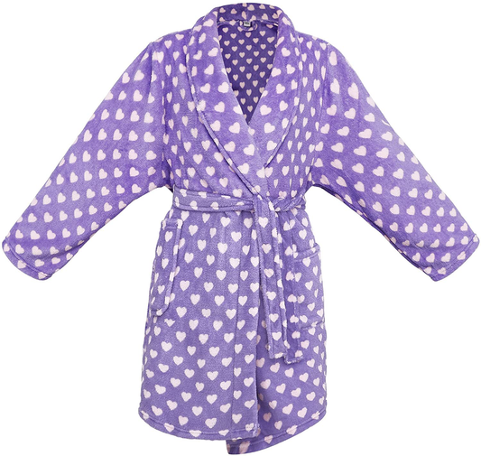 Kids Girls Boys Soft Plush Cover up with Long Sleeve Two Pockets Apparel & Accessories > Clothing > Sleepwear & Loungewear > Robes Kylie Max   