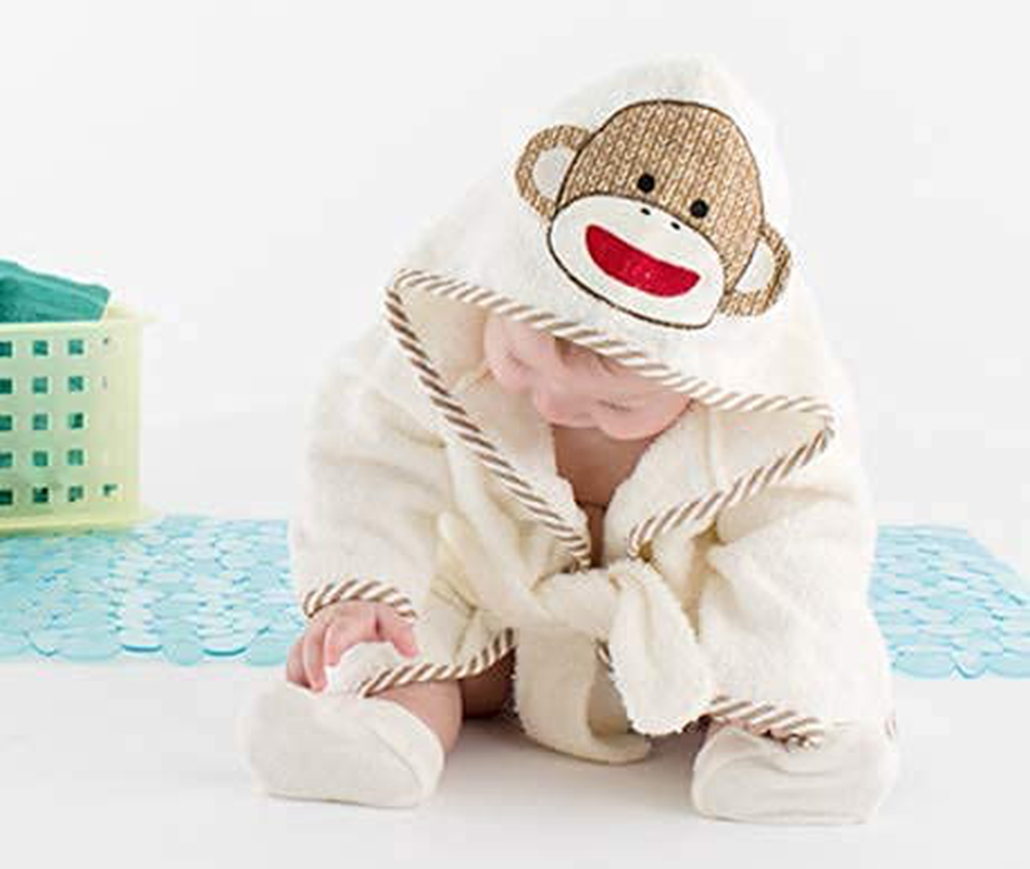 Sock Monkey Hooded Bath Robe & Slipper Set (0-9 Months) Apparel & Accessories > Clothing > Sleepwear & Loungewear > Robes Kylie Max   