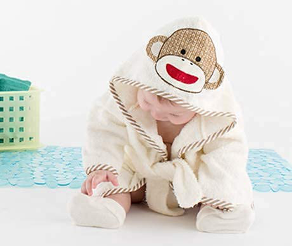 Sock Monkey Hooded Bath Robe & Slipper Set (0-9 Months) Apparel & Accessories > Clothing > Sleepwear & Loungewear > Robes Kylie Max   