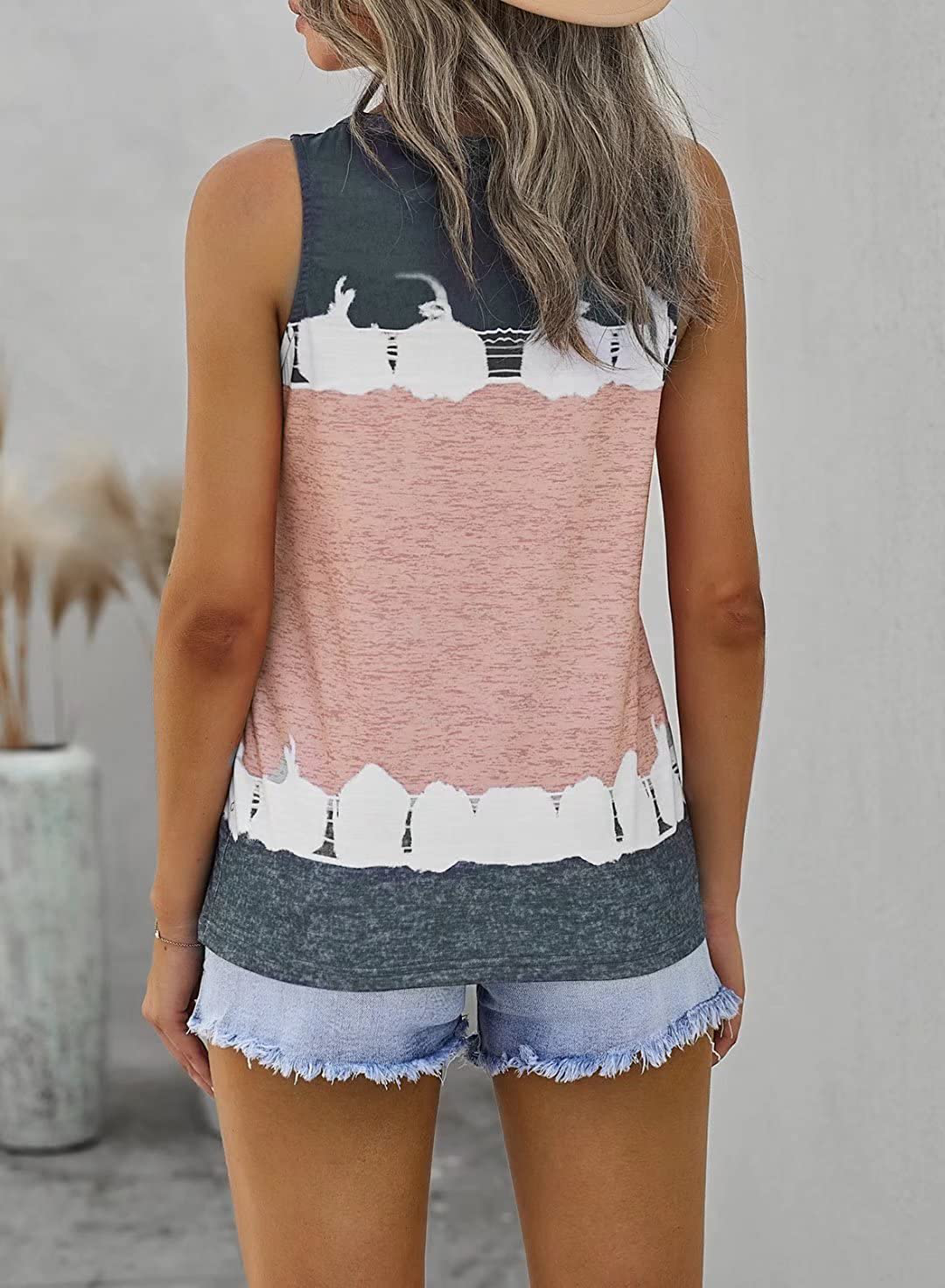 Dokotoo Womens Crew Neck Tank Tops Summer Leopard Detail Print Top Casual Cami Shirts Blouses S-XXL Apparel & Accessories > Clothing > Activewear Kylie Max   