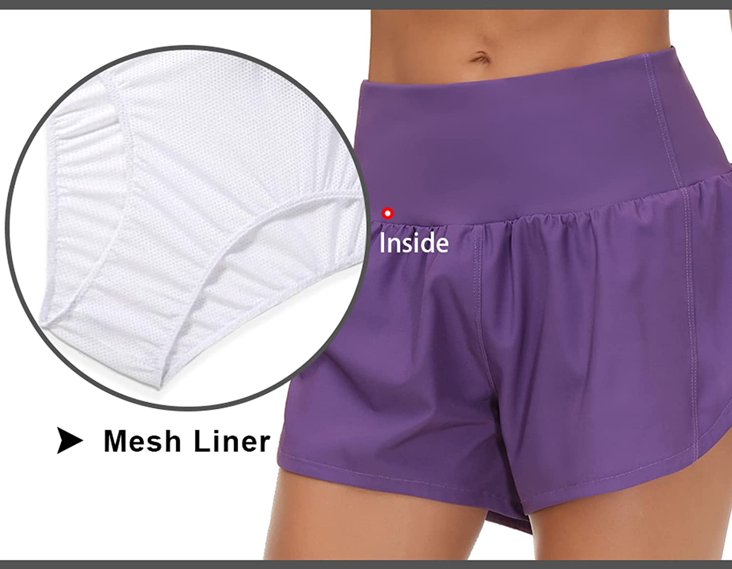 THE GYM PEOPLE Womens High Waisted Running Shorts Quick Dry Athletic Workout Shorts with Mesh Liner Zipper Pockets Apparel & Accessories > Clothing > Shorts Kylie Max   