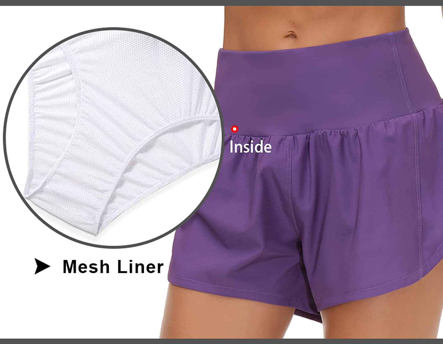 THE GYM PEOPLE Womens High Waisted Running Shorts Quick Dry Athletic Workout Shorts with Mesh Liner Zipper Pockets Apparel & Accessories > Clothing > Shorts Kylie Max   