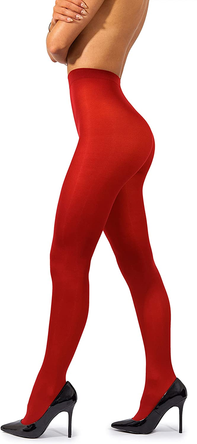 Sofsy Opaque Microfibre Tights for Women - Invisibly Reinforced - Footed Pantyhose High Waist for Women 40Den [Made in Italy] Apparel & Accessories > Clothing > Underwear & Socks > Shapewear KYLIE MAX Red Medium 