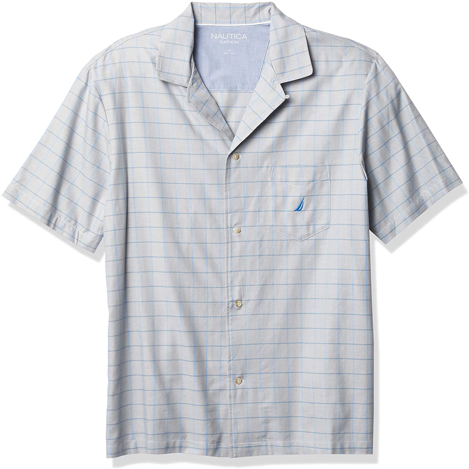 Nautica Men'S Short Sleeve 100% Cotton Soft Woven Button down Pajama Top Apparel & Accessories > Clothing > Sleepwear & Loungewear > Pajamas Kylie Max   