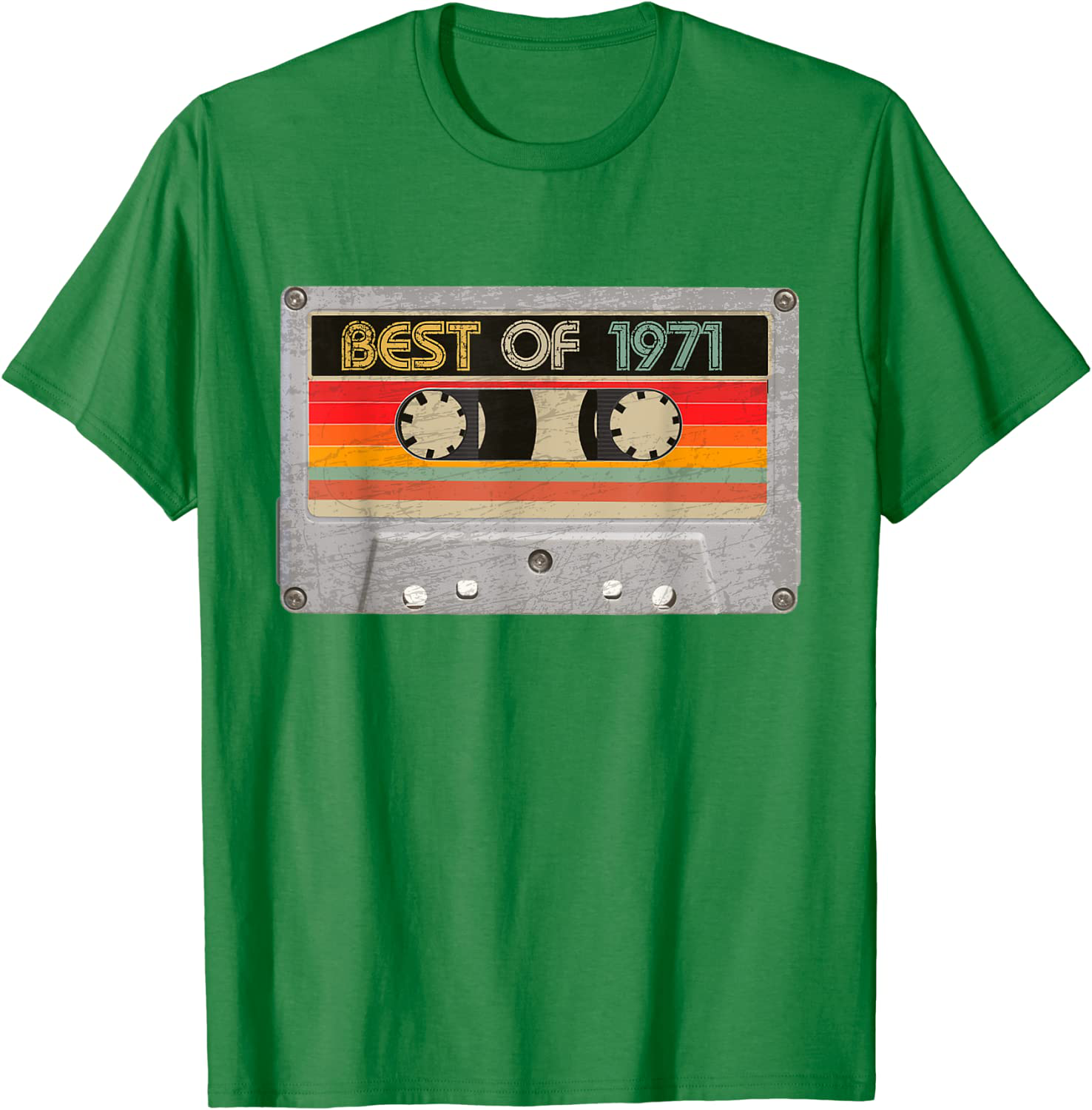 Best Of 1971 50th Birthday Gifts Cassette Tape Vintage T-Shirt Arts & Entertainment > Party & Celebration > Gift Giving BORN Kelly Green Men Large