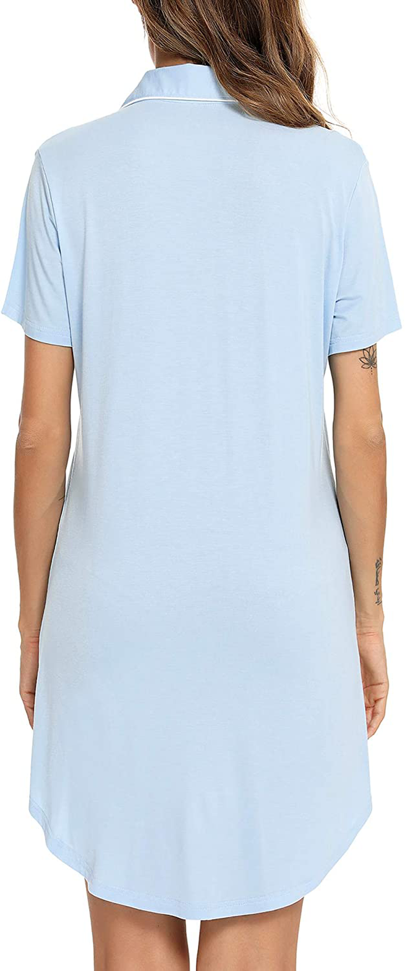 Samring Nightgown for Women Sleep Shirt Short Long Sleeve Sleepwear Boyfriend Nightshirt Button down Pajama Dress S-XXL Apparel & Accessories > Clothing > Sleepwear & Loungewear > Nightgowns Kylie Max   
