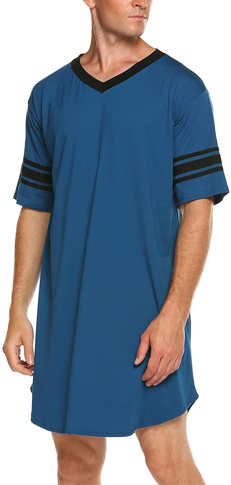 Ekouaer Men'S Nightshirt, Cotton Nightwear Comfy Big&Tall V Neck Short Sleeve Soft Loose Pajama Sleep Shirt Apparel & Accessories > Clothing > Sleepwear & Loungewear > Nightgowns Kylie Max   