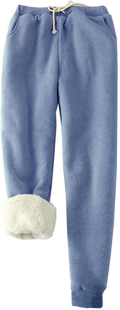Hesayep Women'S Warm Sherpa Lined Sweatpants Drawstring Athletic Jogger Fleece Pants with Pockets Apparel & Accessories > Clothing > Activewear Kylie Max   