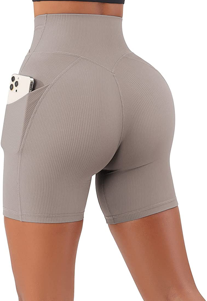 SUUKSESS Women Cross Workout Shorts with Pockets 5" High Waist Booty Biker Short Apparel & Accessories > Clothing > Shorts Kylie Max   